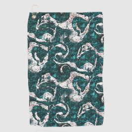 Textur der weißen Flecken, gemischt mit Aquamarin Golfhandtuch