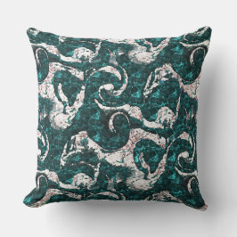 Textur der weißen Flecken, gemischt mit Aquamarin Kissen