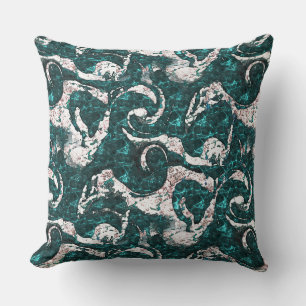 Textur der weißen Flecken, gemischt mit Aquamarin Kissen