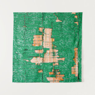 Textur des alten Holzzauns mit schäbiger Farbe. Gr Wandteppich