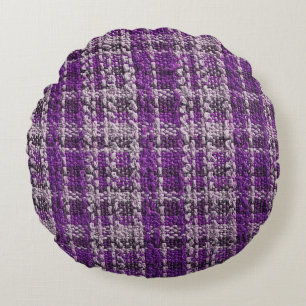 Textur des lila Tartan-Stoffes als Rückgrat Rundes Kissen