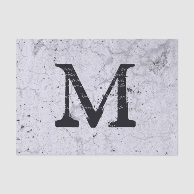 Textur Grau Bauernhof Rustic Vintag Monogram Seidenpapier (Vorderseite)