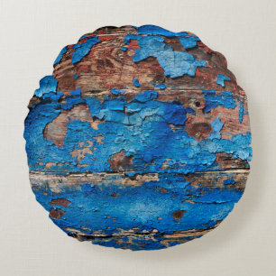 Textur Hintergrund blau Holz Rundes Kissen