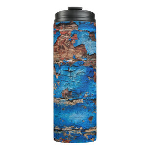 Textur Hintergrund blau Holz Thermosbecher