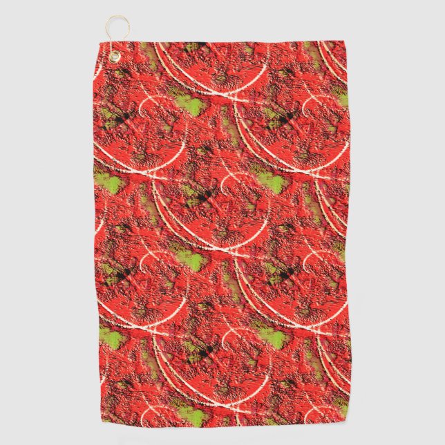 Textur in einigen lebendigen Korallen mit Tee-grün Golfhandtuch (Vorderseite)