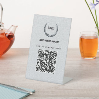Textur-Logo-Restaurant-Menü-QR-Code-Geschäft Sockelschild