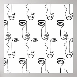 Textur mit abstrakten Gesichtern. Eine durchgehend Poster