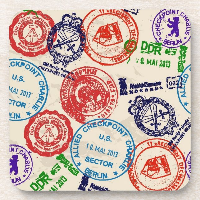 Textur mit echten Briefmarke. Getränkeuntersetzer (Vorderseite)