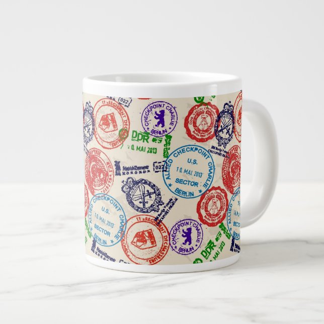 Textur mit echten Briefmarke. Jumbo-Tasse (Vorderseite Rechts)