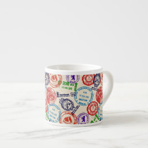 Textur mit echten Briefmarken. Espressotasse