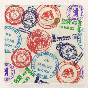 Textur mit echten Briefmarken. Glasuntersetzer