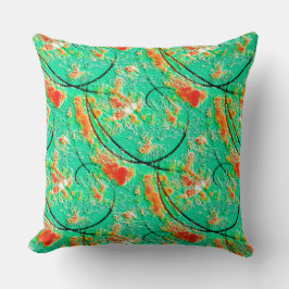 Textur mit etwas rauer Karibbohne grün und orange Kissen