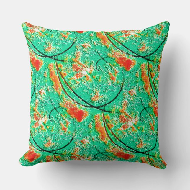 Textur mit etwas rauer Karibbohne grün und orange Kissen (Vorderseite)