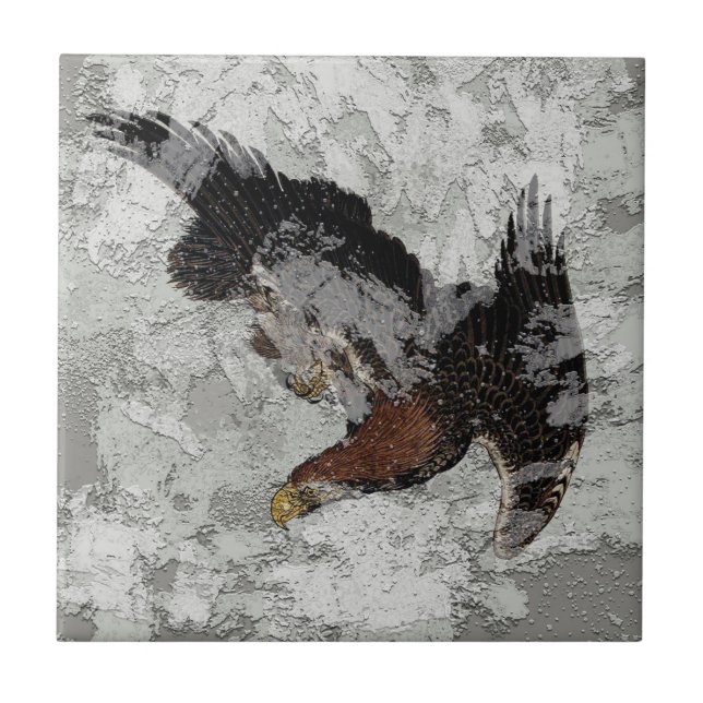 Textur mit japanischer Adler Keramik Tile Fliese (Vorderseite)