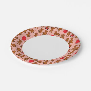 Textur mit Teddybären, Herz Pappteller