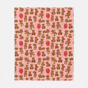Textur mit Teddybären, Herzen Fleecedecke