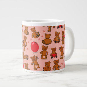 Textur mit Teddybären, Herzen Jumbo-Tasse