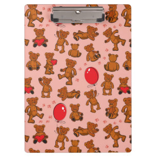 Textur mit Teddybären, Herzen Klemmbrett