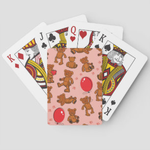 Textur mit Teddybären, Herzen Spielkarten