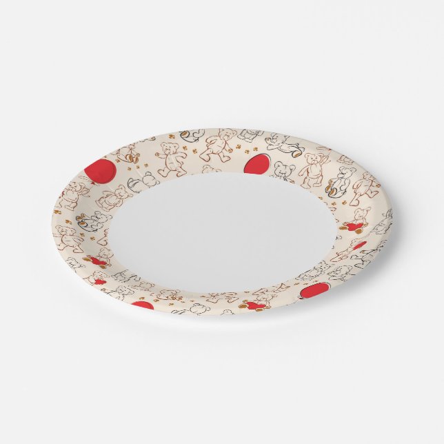 Textur mit Teddybären Pappteller (Schrägansicht)