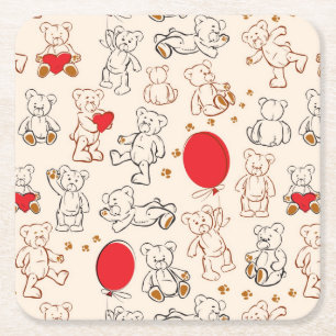 Textur mit Teddybären Rechteckiger Pappuntersetzer
