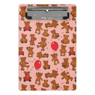 Textur mit Teddybären und Herzen Mini Klemmbrett