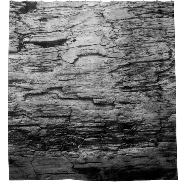 Textur schwarz-weißer Holzbaum Duschvorhang (Vorderseite)