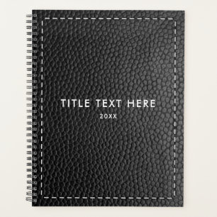Textur und Sticken aus schwarzem Leder Planer