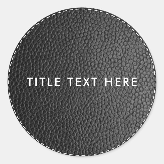 Textur und Sticken aus schwarzem Leder Runder Aufkleber (Vorderseite)