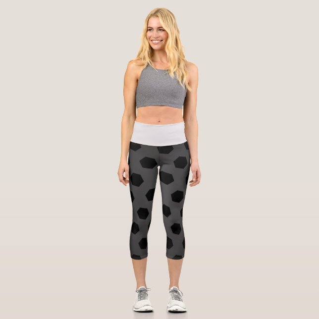 Textur und Weiß Capri Leggings (Vorderseite)