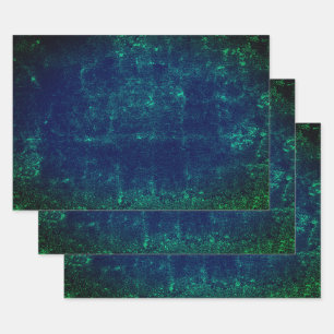 Textur Vintag dunkelgrüne blaue Decoupage Grunge Geschenkpapier Set