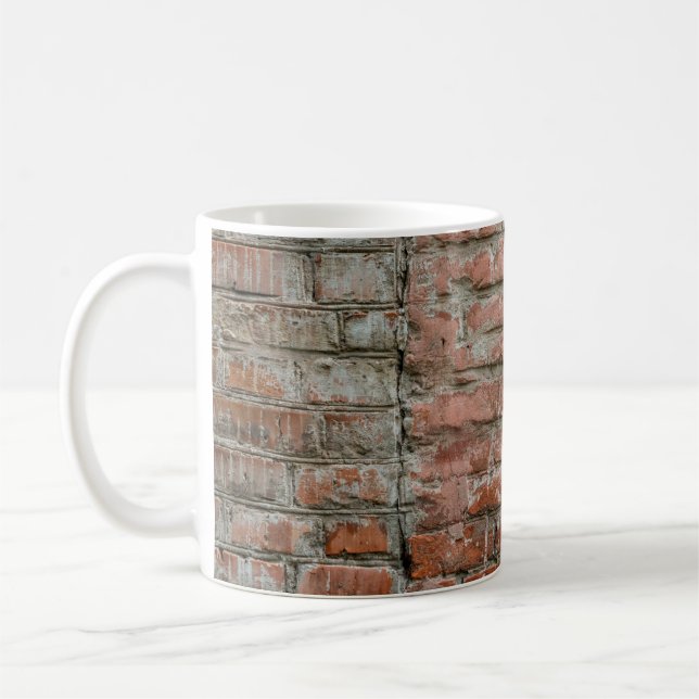Textur. Ziegel. Wand. Ein Hintergrund mit Attribut Kaffeetasse (Links)