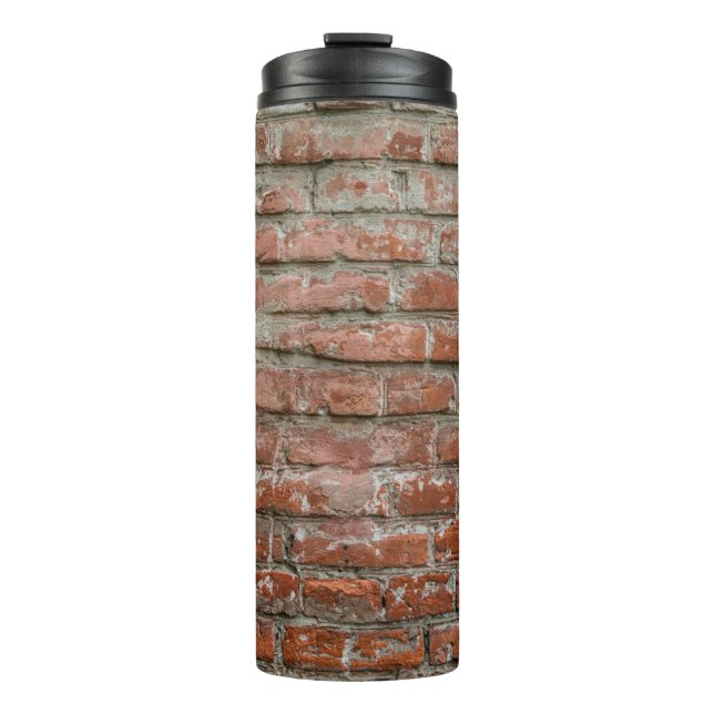 Textur. Ziegel. Wand. Ein Hintergrund mit Attribut Thermosbecher (Vorderseite)