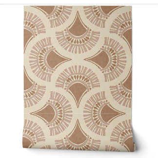 Texturale Boho-Geometrie-Sonnenlüfter - Kamelbraun Tapete