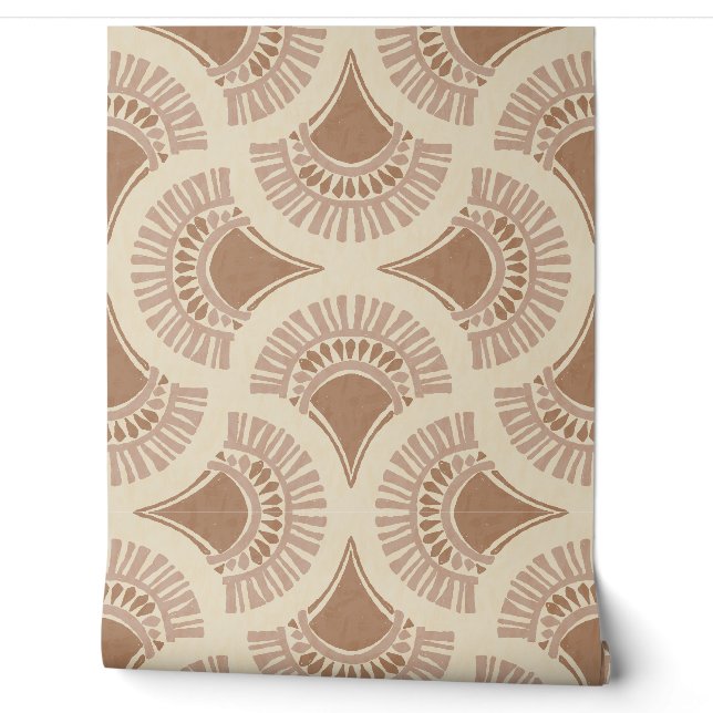 Texturale Boho-Geometrie-Sonnenlüfter - Kamelbraun Tapete (Abrollen)