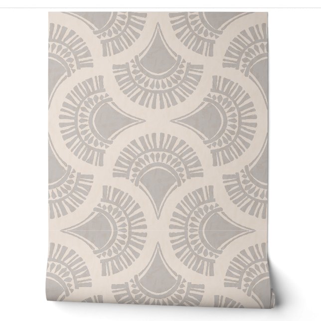 Texturale Boho-Geometrie-Sonnenlüfter - Schiefer u Tapete (Abrollen)