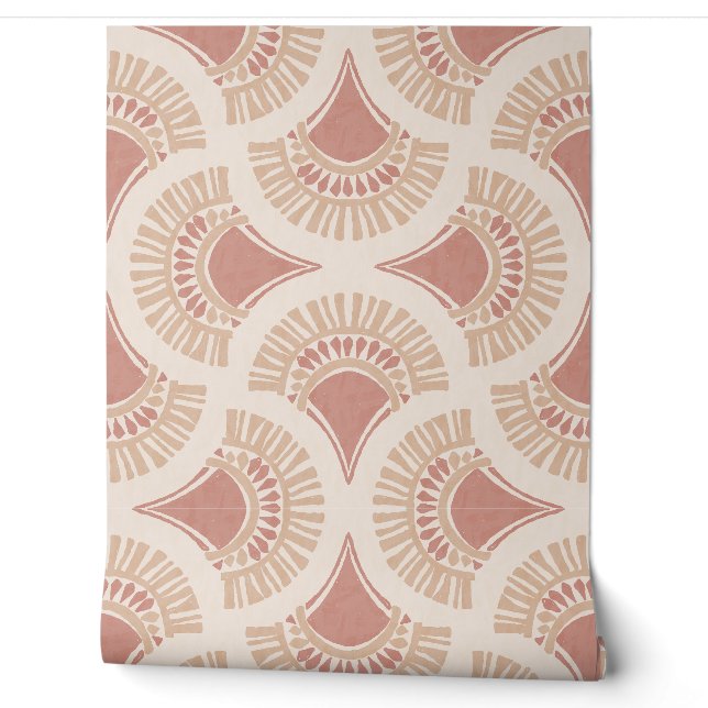 Texturale Boho-Geometrie-Sonnenlüfter - Terrakotta Tapete (Abrollen)