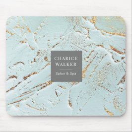 Texturblau-Gold-Monogramm-Mousepad Mousepad