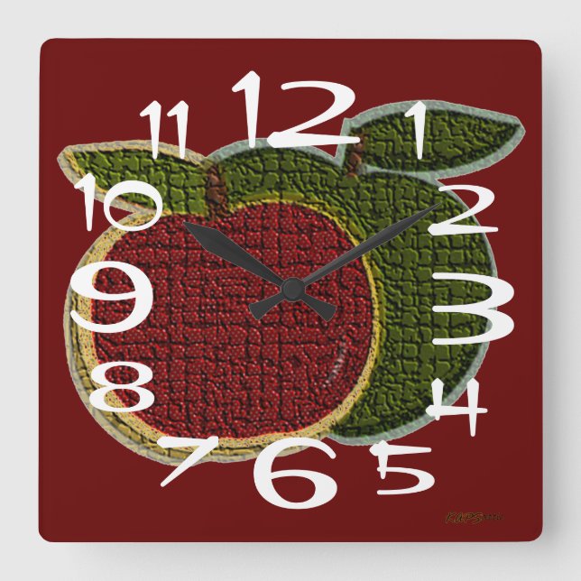 Textured Apples Quadratische Wanduhr (Vorderseite)
