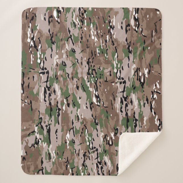 Textured Blended Army Camouflage Hund Sherpadecke (Vorderseite)
