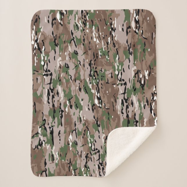 Textured Blended Army Camouflage Hund Sherpadecke (Vorderseite)
