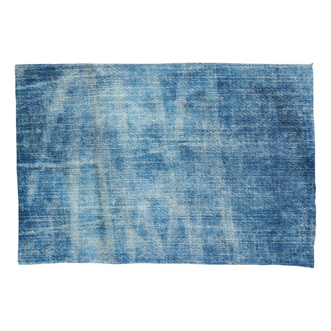 Textured Blue Denim Nah-Up Kissenbezug (Vorderseite)