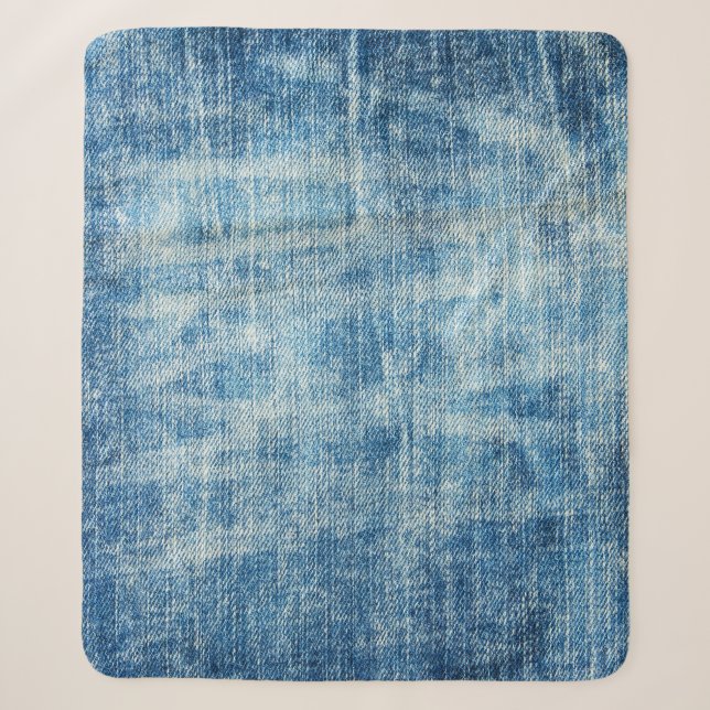 Textured Blue Denim Nah-Up Sherpadecke (Vorderseite)