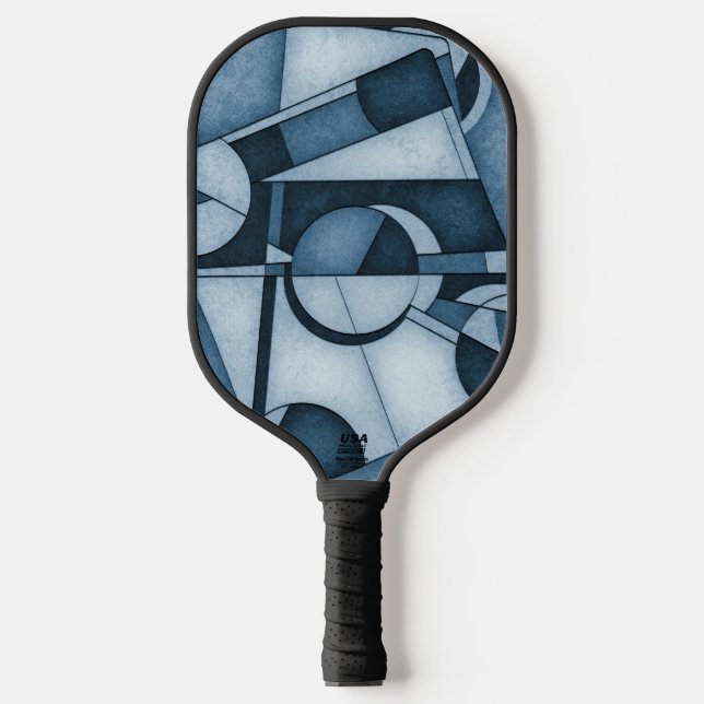 Textured Cyanotype Geometric Abstract Art Pickleball Schläger (Vorderseite)