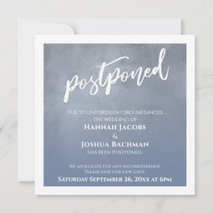 Textured Dusty Blue Ombre Postponed Wedding Card Einladung