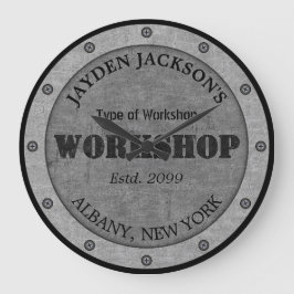Textured Effect Shop Workshop Shed Man Cave Clock Große Wanduhr