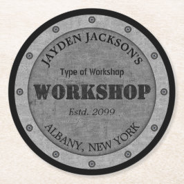 Textured Effect Shop Workshop Shed Man Cave Runder Pappuntersetzer