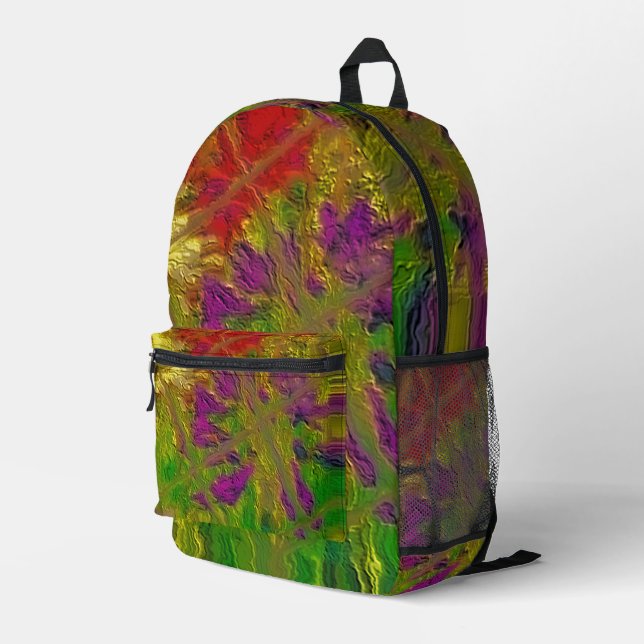 "Textured Florals" (Print Cut Sew Bag) Backpack Bedruckter Rucksack (Rückseitige Ecke Rechts)