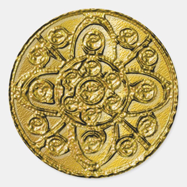 Textured Gold Filigree Runder Aufkleber (Vorderseite)