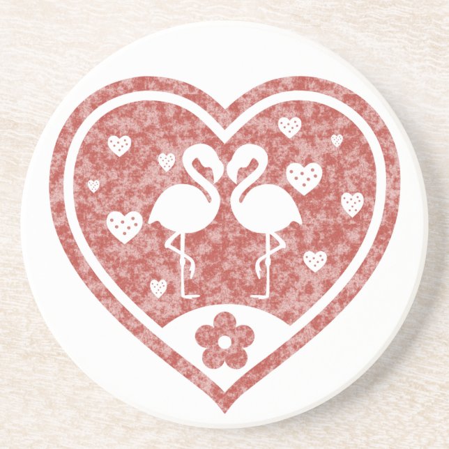 Textured Heart Flamingo Liebe Getränkeuntersetzer (Vorne)